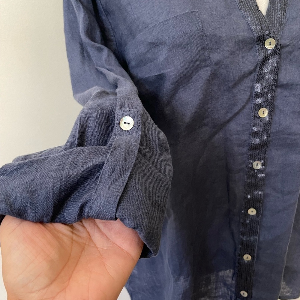 Chico's Midnight Blue Button-Down Shirt - Picture 6 of 14